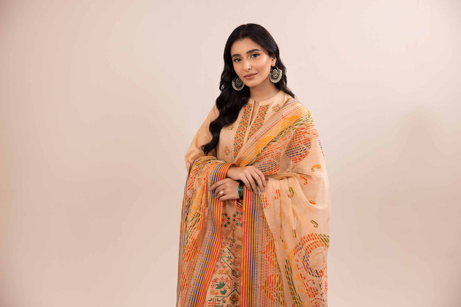 Nishat Spring it on Embroidered Cambric Unstitched 3Pc Suit - 42401040