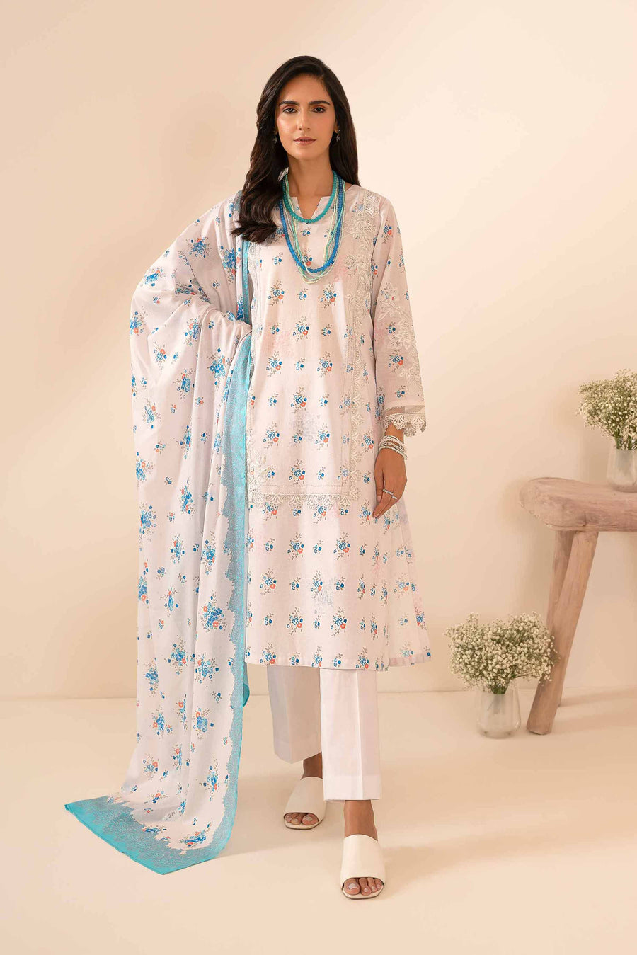 Nishat Summer Unstitched Embroidered Lawn 3Pc Suit - 42401046