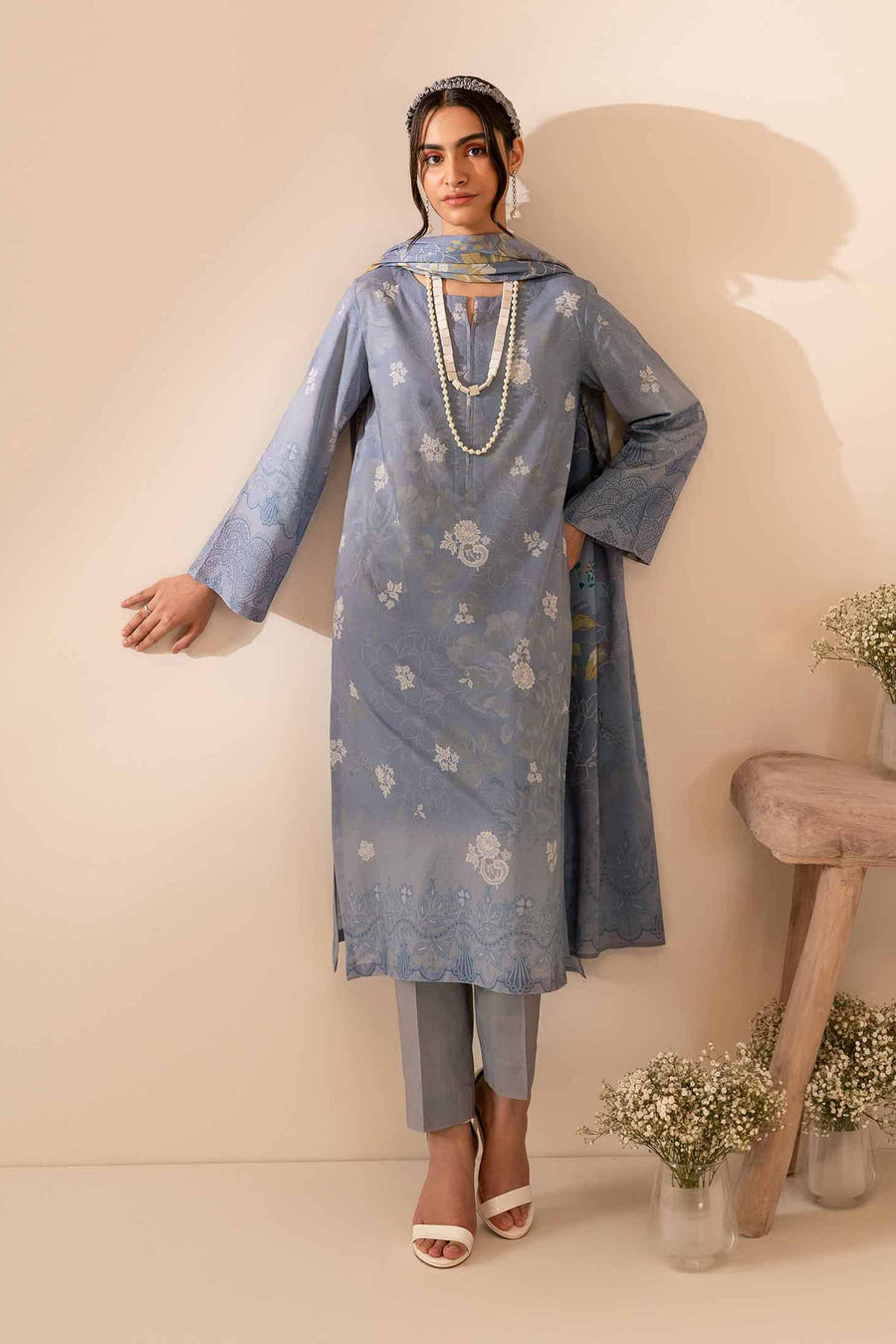 Nishat Summer Unstitched Printed Lawn 3Pc Suit - 42401050