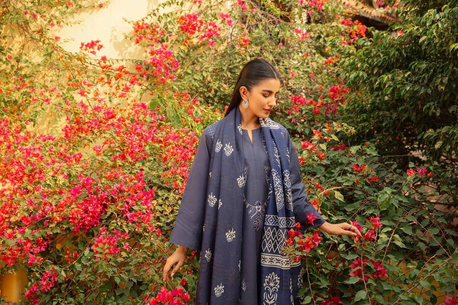 Nishat Summer Unstitched Embroidered Cambric 3Pc Suit - 42401079