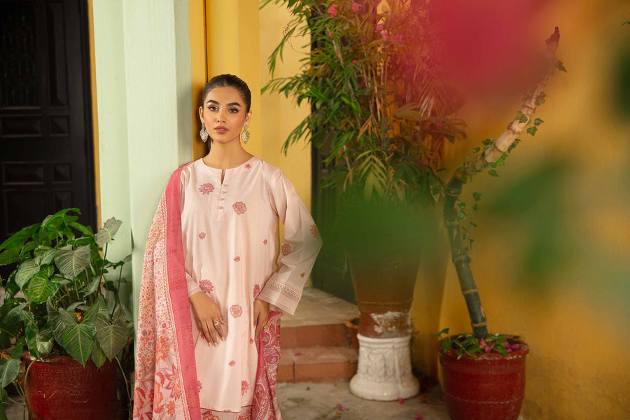 Nishat Summer Unstitched Embroidered Cambric 3Pc Suit - 42401082