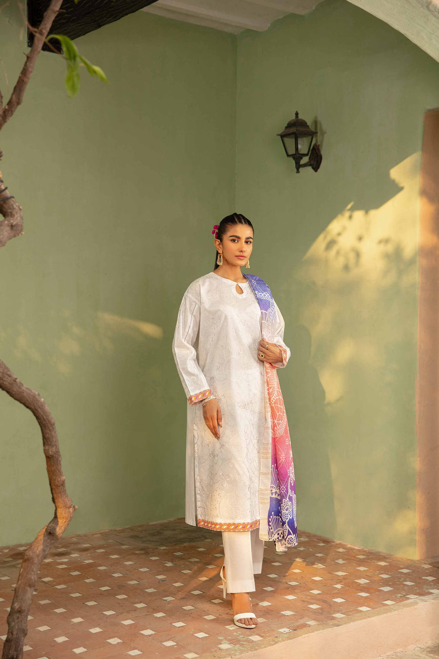 Nishat Summer Unstitched Embroidered Cambric 3Pc Suit - 42401083