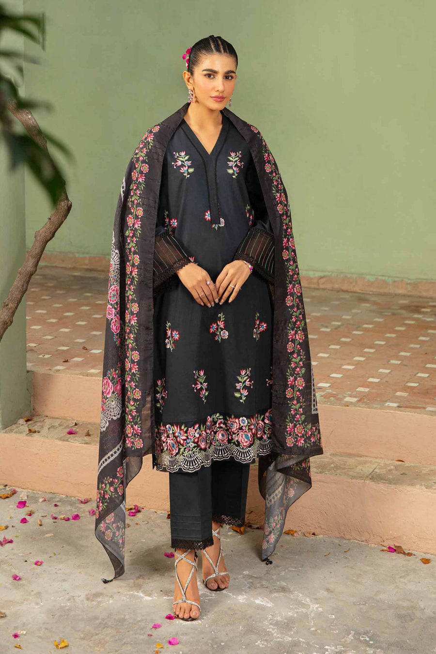 Nishat Summer Unstitched Embroidered Cambric 3Pc Suit - 42401084