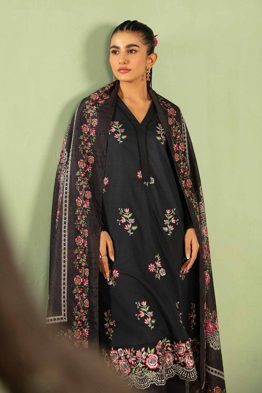 Nishat Summer Unstitched Embroidered Cambric 3Pc Suit - 42401084