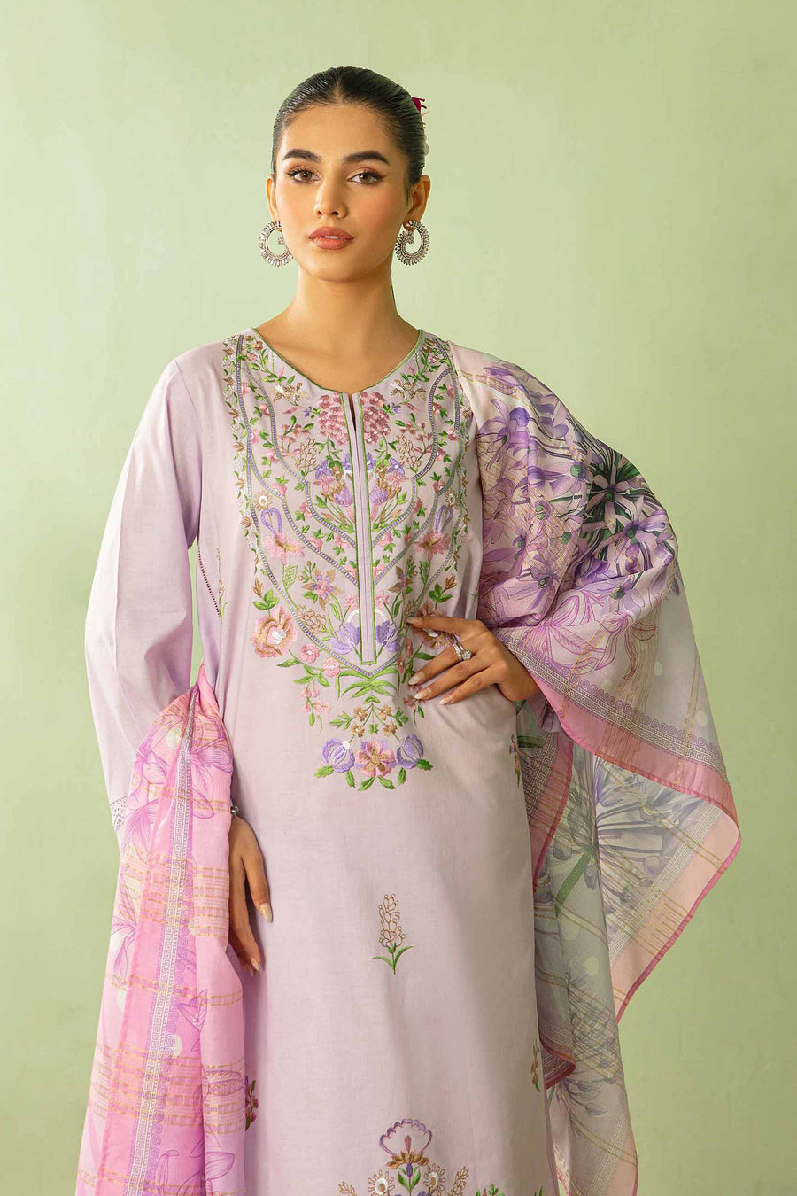 Nishat Summer Unstitched Embroidered Cambric 3Pc Suit - 42401085