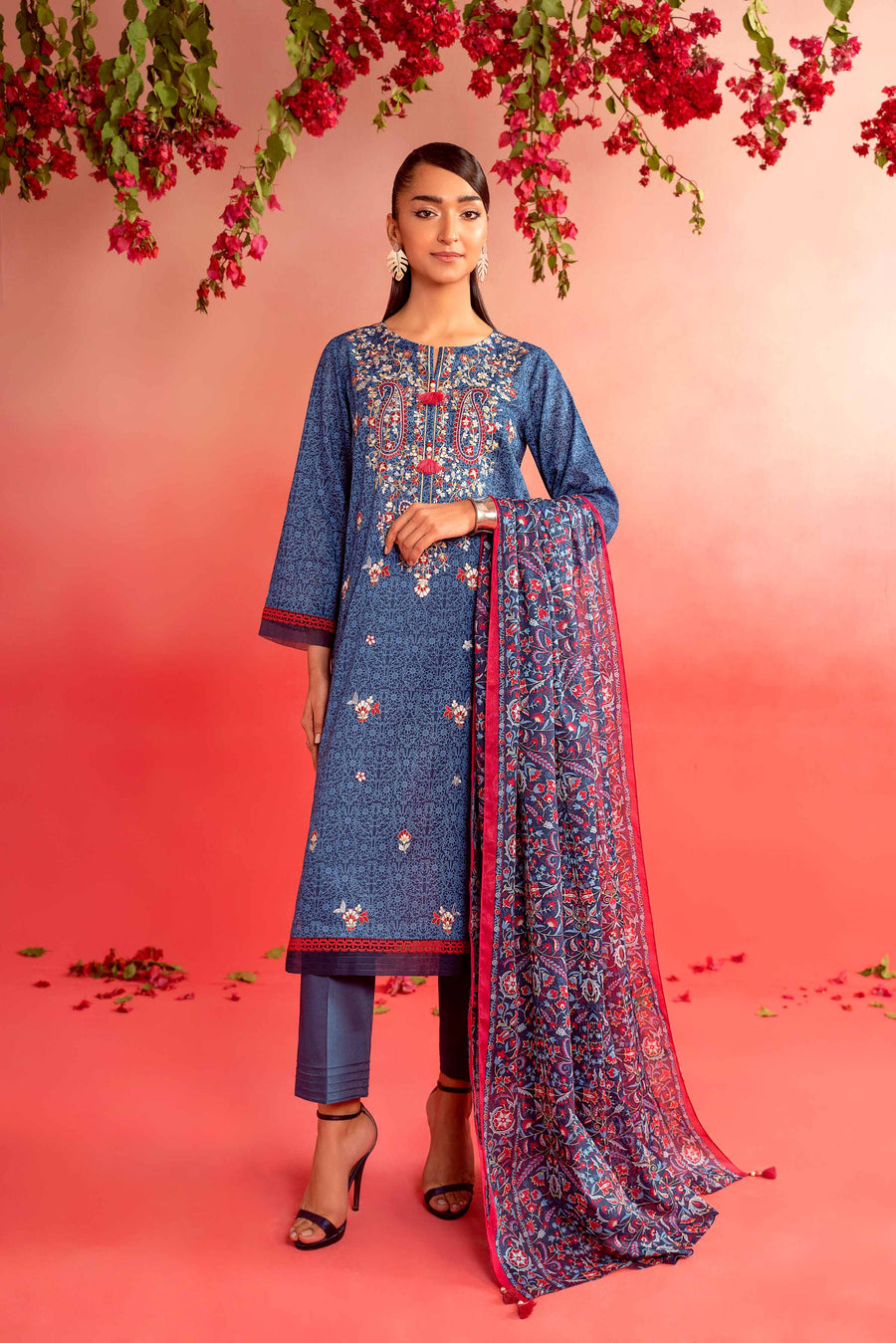 Nishat Summer Unstitched Embroidered Lawn 3Pc Suit - 42401117