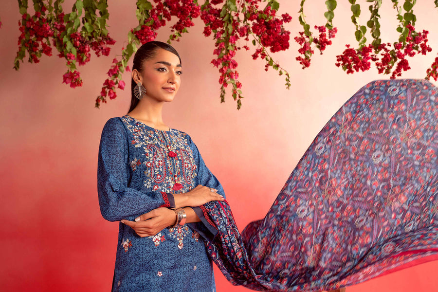 Nishat Summer Unstitched Embroidered Lawn 3Pc Suit - 42401117