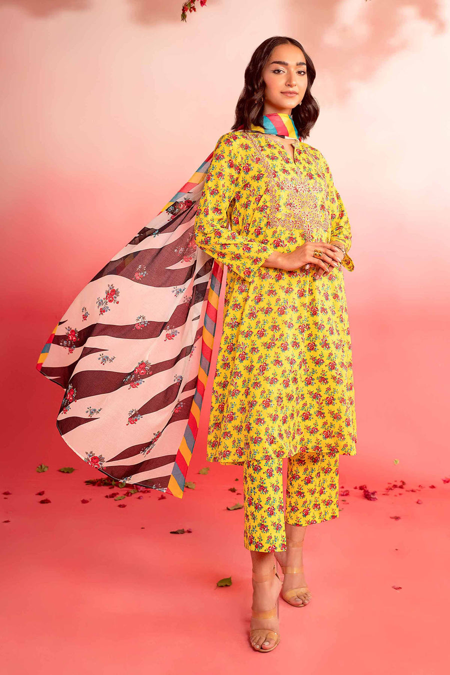 Nishat Summer Unstitched Embroidered Lawn 3Pc Suit - 42401120