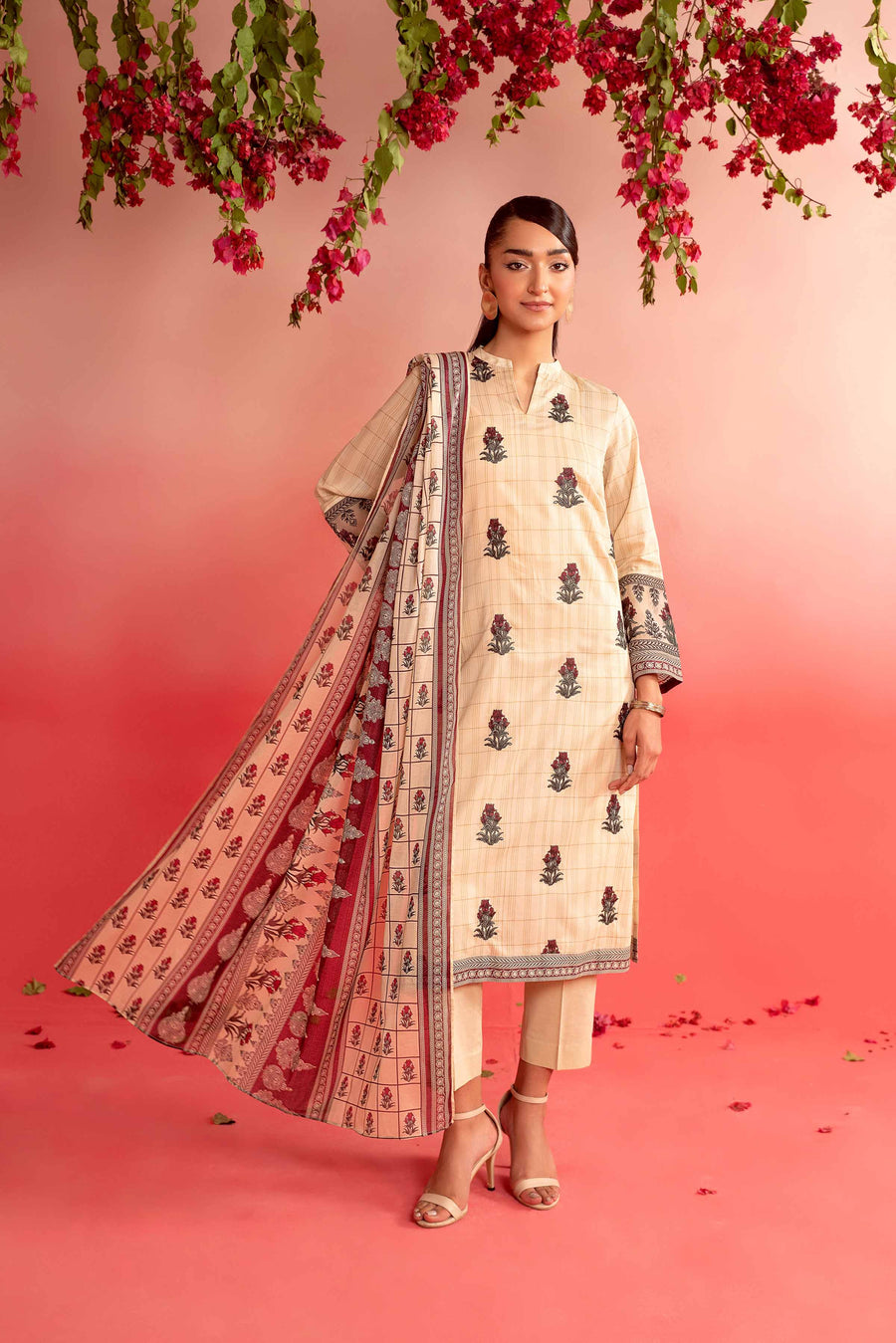 Nishat Summer Unstitched Embroidered Lawn 3Pc Suit - 42401126