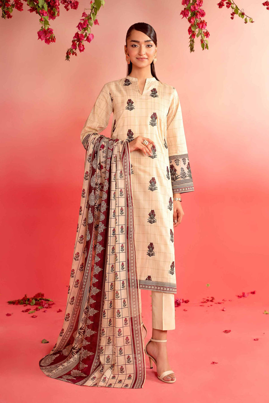 Nishat Summer Unstitched Embroidered Lawn 3Pc Suit - 42401126