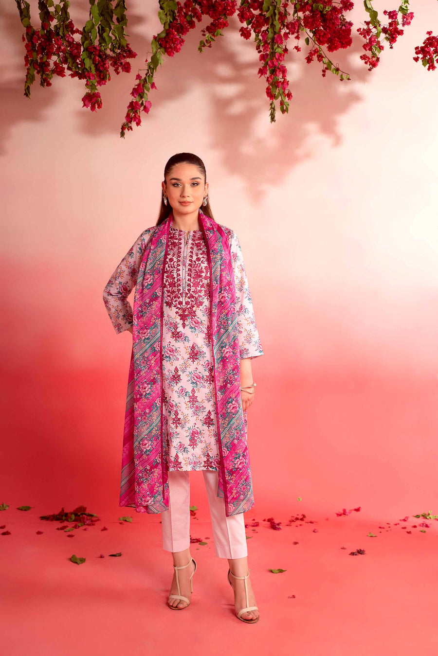 Nishat Summer Unstitched Embroidered Lawn 3Pc Suit - 42401127