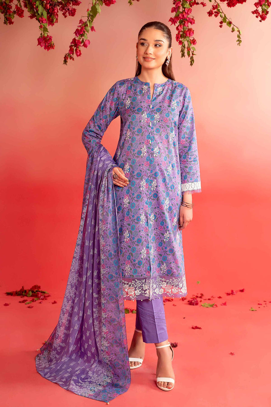 Nishat Summer Unstitched Embroidered Lawn 3Pc Suit - 42401129