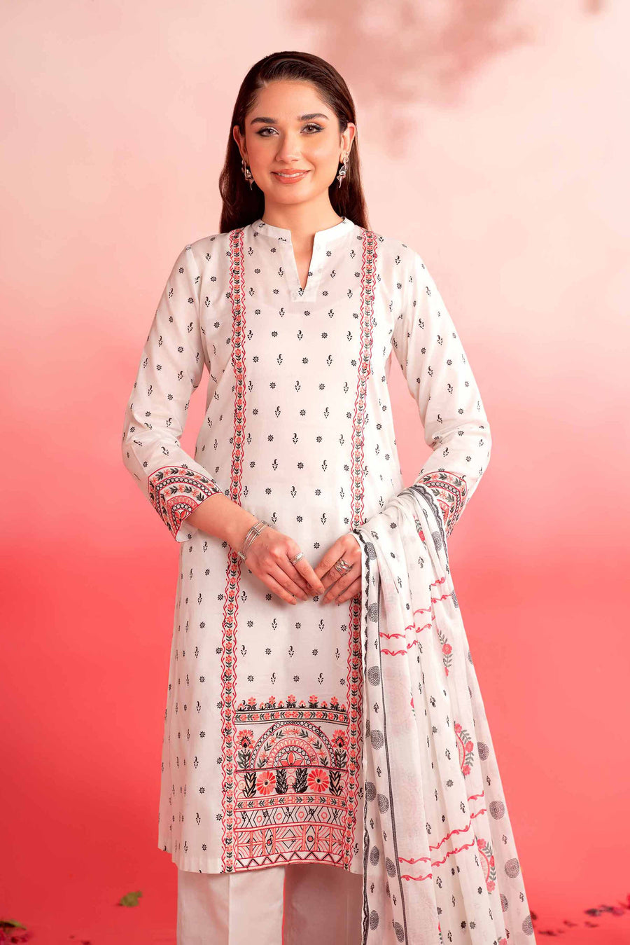 Nishat Summer Unstitched Embroidered Lawn 3Pc Suit - 42401130