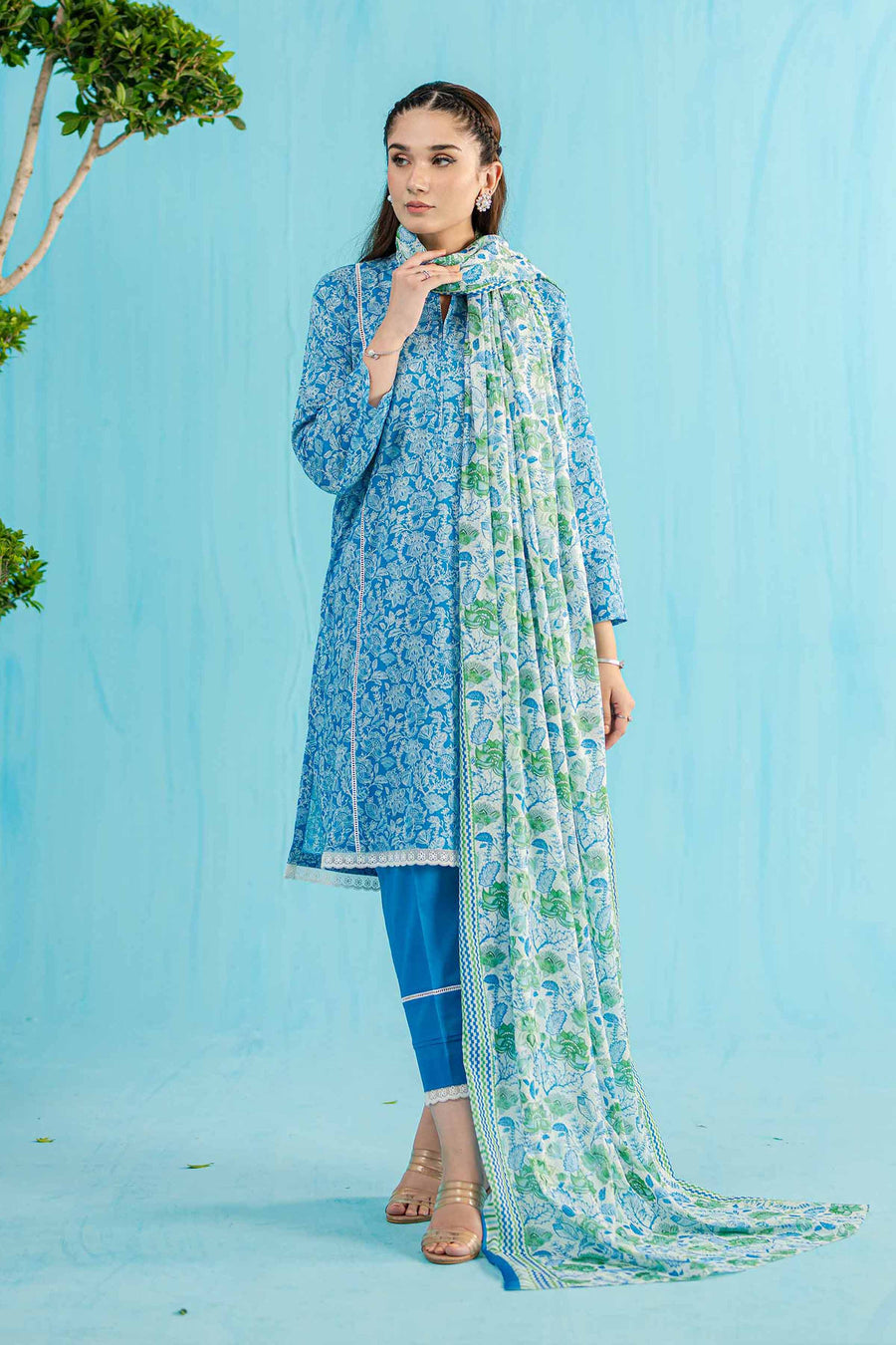Nishat Summer Unstitched Printed Lawn 3Pc Suit - 42401144