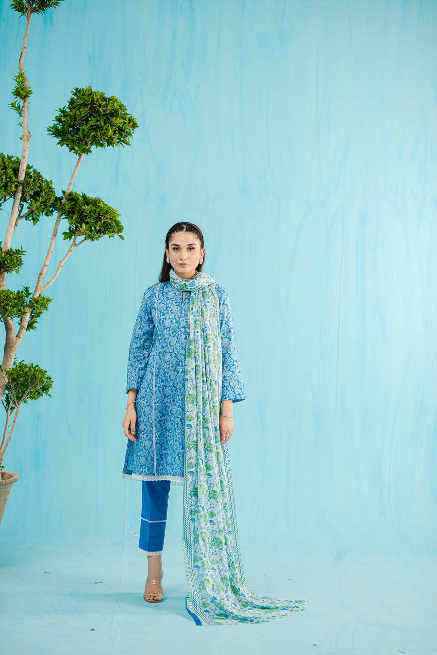 Nishat Summer Unstitched Printed Lawn 3Pc Suit - 42401144