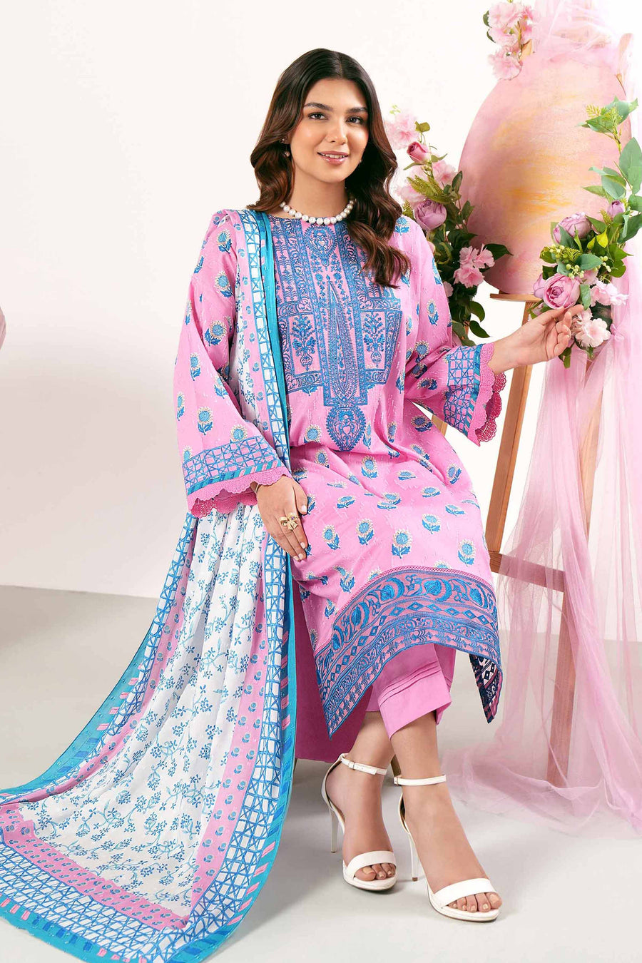 Nishat Summer Unstitched Embroidered Jacquard 3Pc Suit - 42401178