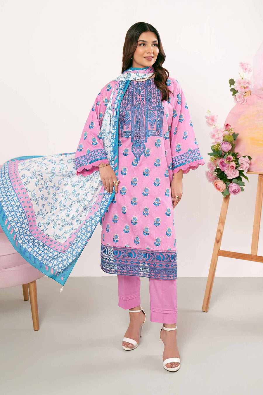 Nishat Summer Unstitched Embroidered Jacquard 3Pc Suit - 42401178