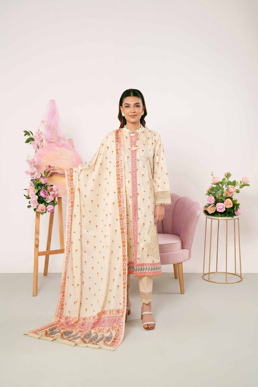 Nishat Summer Unstitched Embroidered Jacquard 3Pc Suit - 42401179