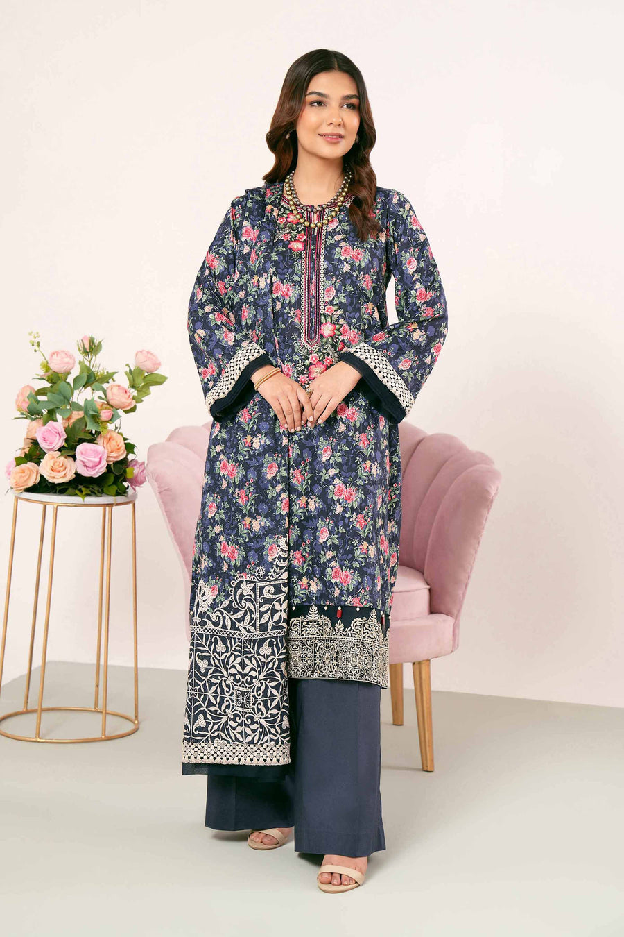 Nishat Summer Unstitched Embroidered Jacquard 3Pc Suit - 42401180