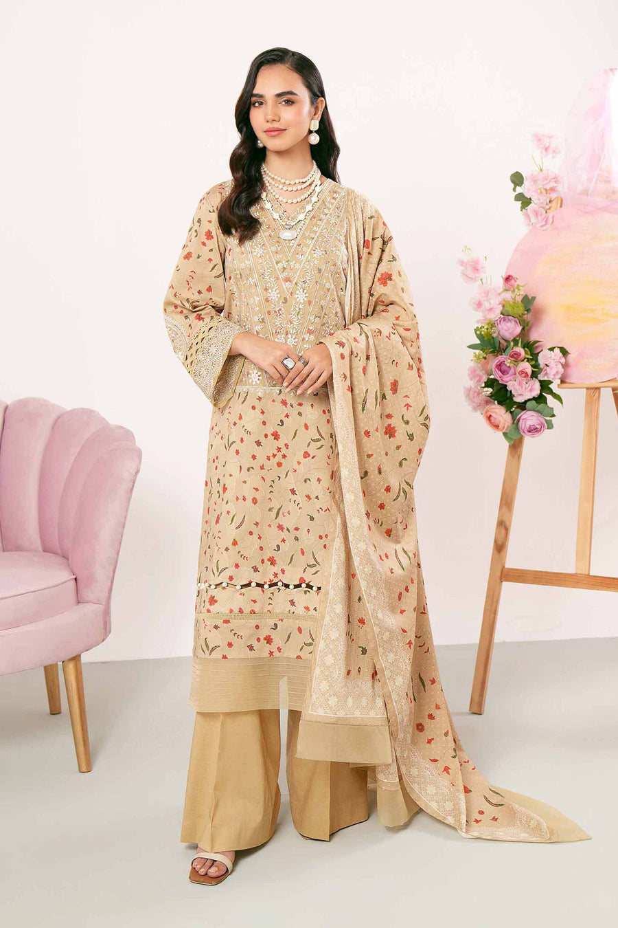 Nishat Summer Unstitched Embroidered Jacquard 3Pc Suit - 42401181