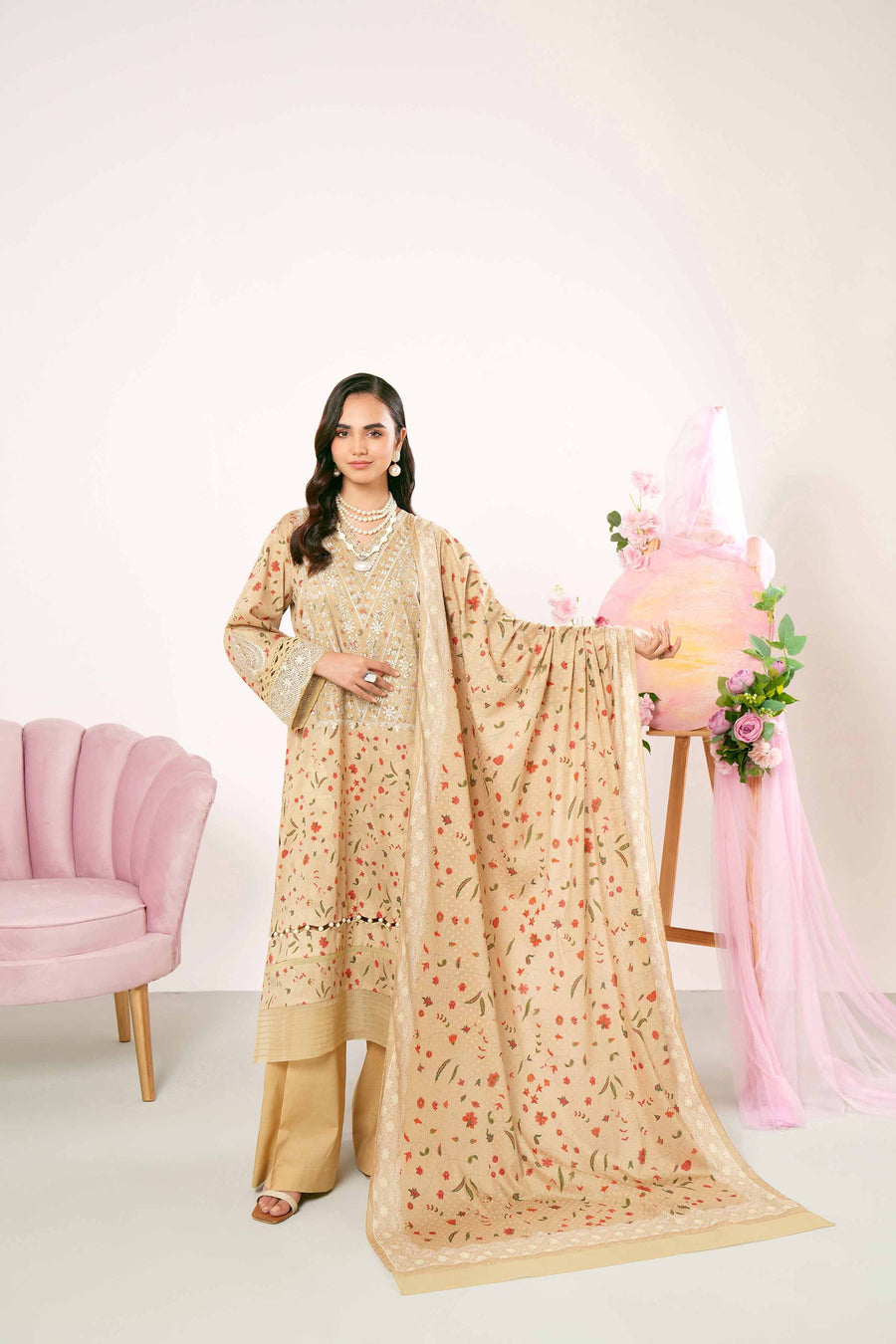 Nishat Summer Unstitched Embroidered Jacquard 3Pc Suit - 42401181