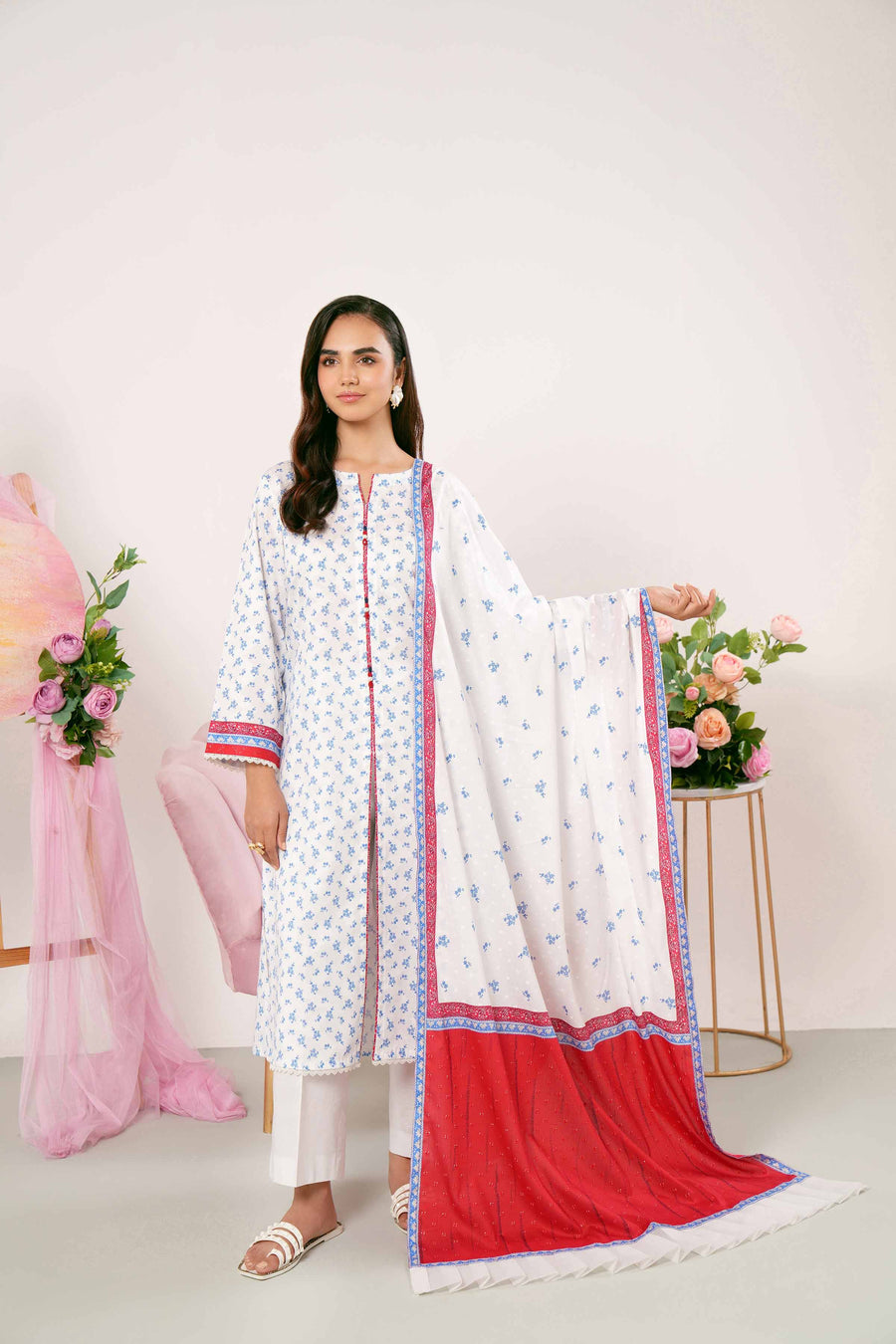 Nishat Summer Unstitched Printed Jacquard 3Pc Suit - 42401183