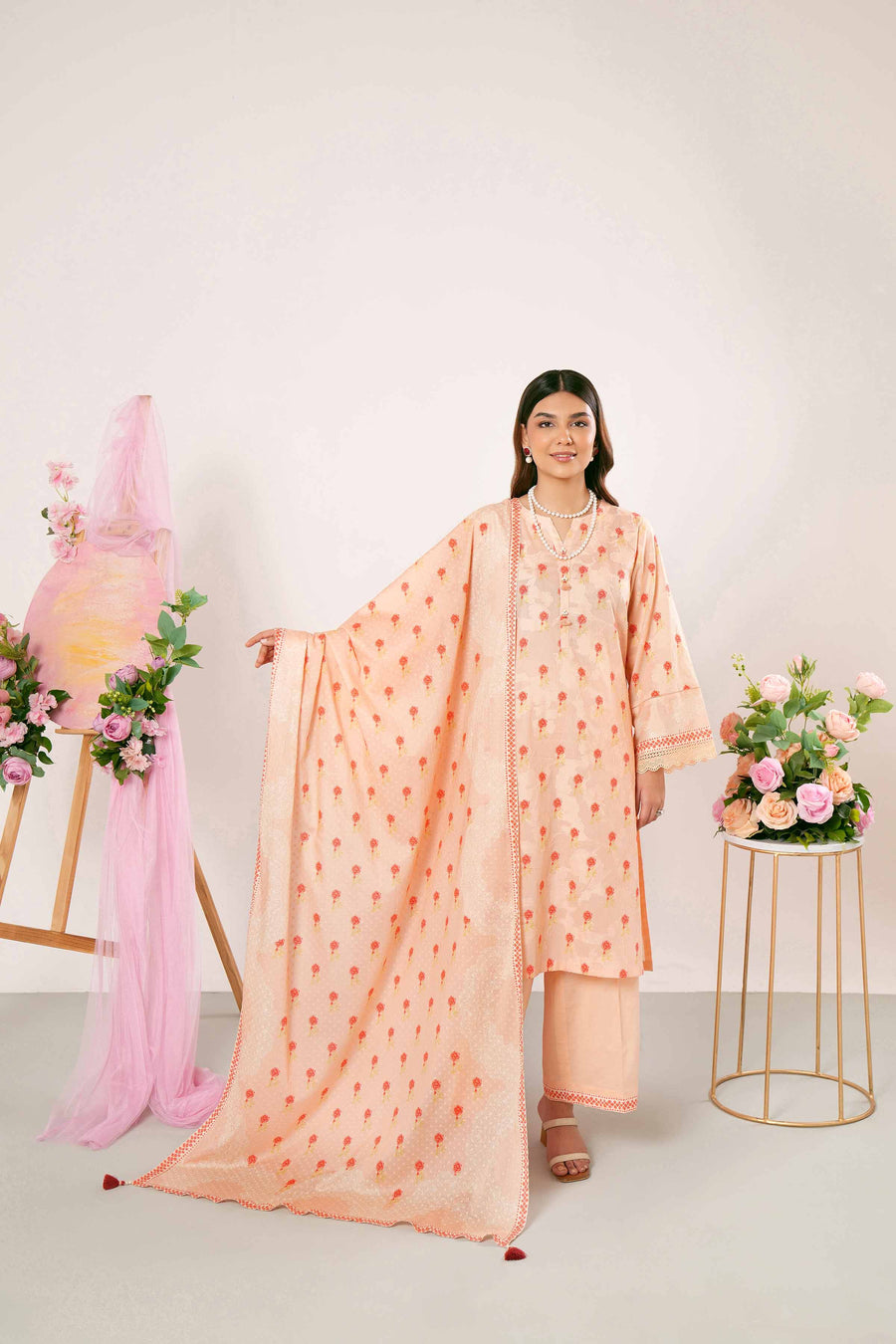 Nishat Summer Unstitched Printed Jacquard 3Pc Suit - 42401185