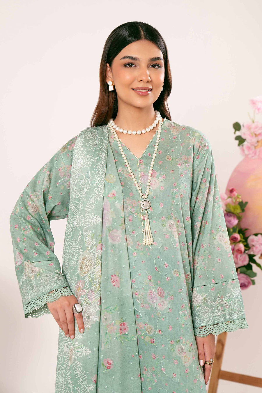 Nishat Summer Unstitched Printed Jacquard 3Pc Suit - 42401186