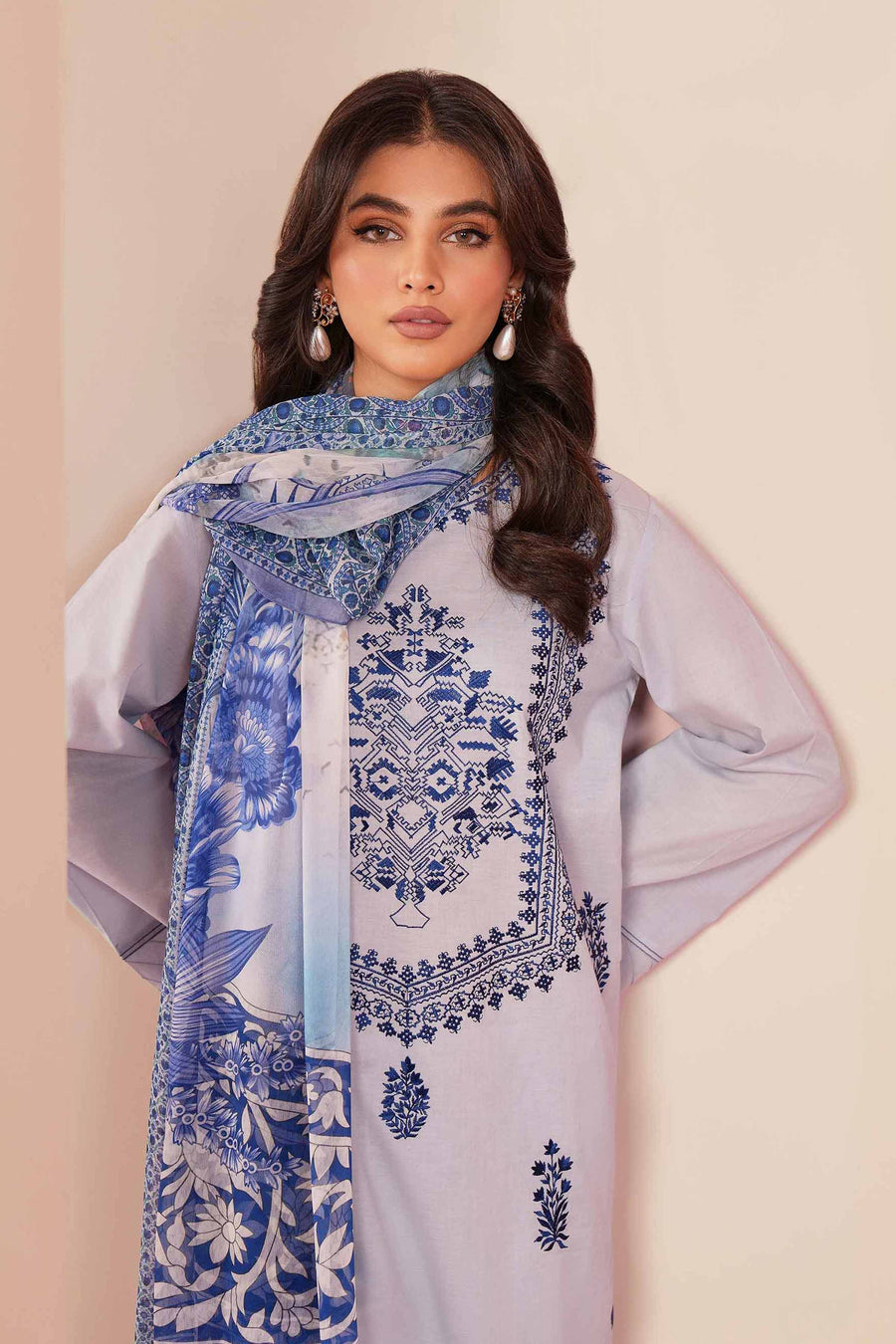 Nishat Summer Unstitched Embroidered Cambric 3Pc Suit - 42401239