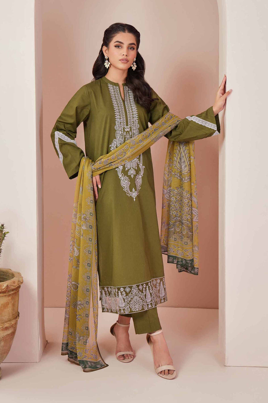 Nishat Summer Unstitched Embroidered Cambric 3Pc Suit - 42401240