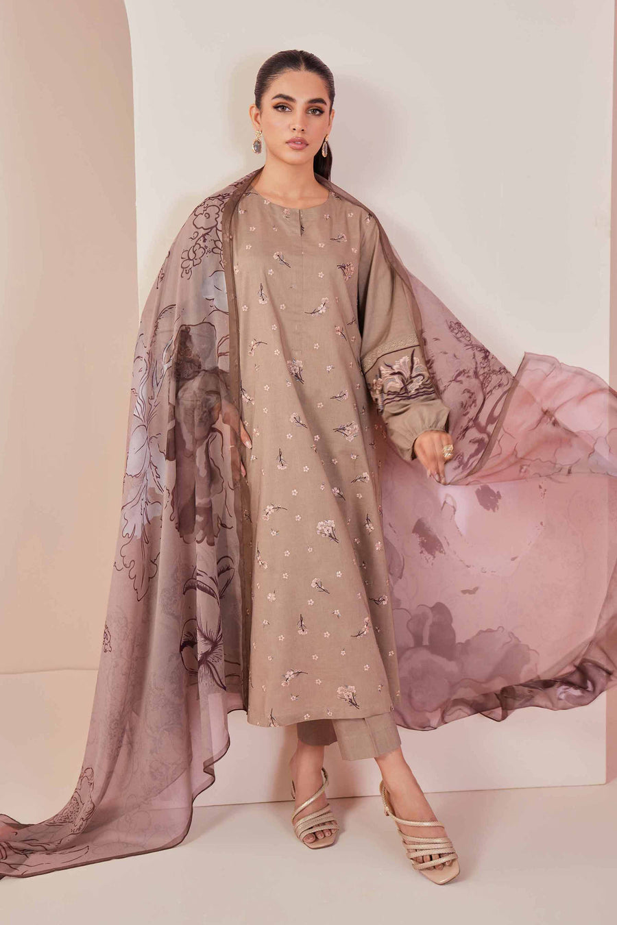 Nishat Summer Unstitched Embroidered Cambric 3Pc Suit - 42401242
