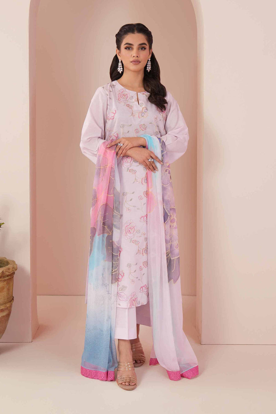 Nishat Summer Unstitched Embroidered Cambric 3Pc Suit - 42401243