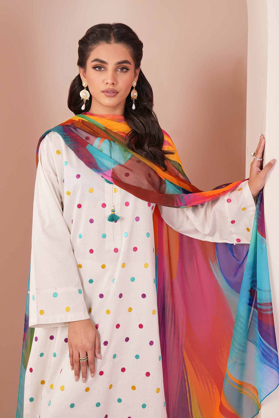 Nishat Summer Unstitched Embroidered Cambric 3Pc Suit - 42401246