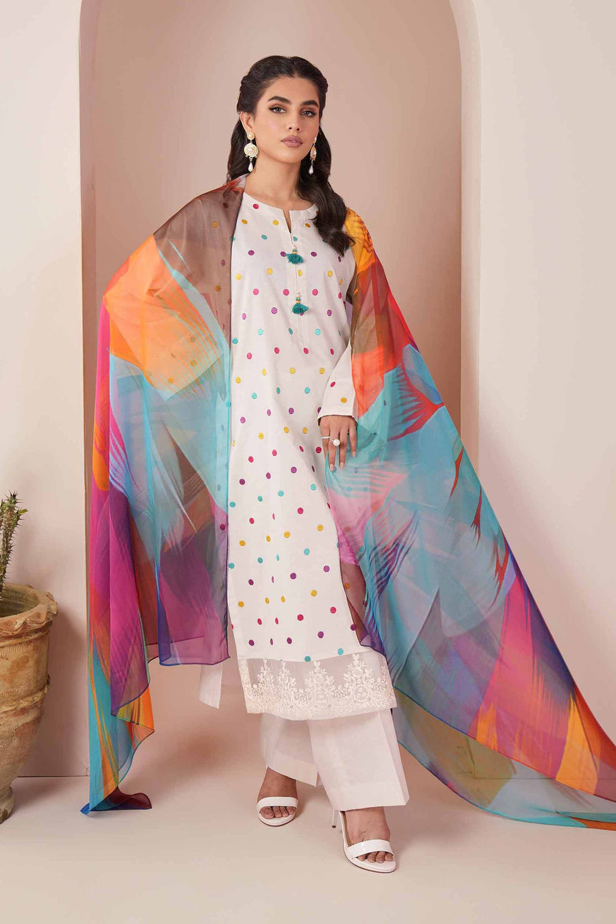 Nishat Summer Unstitched Embroidered Cambric 3Pc Suit - 42401246