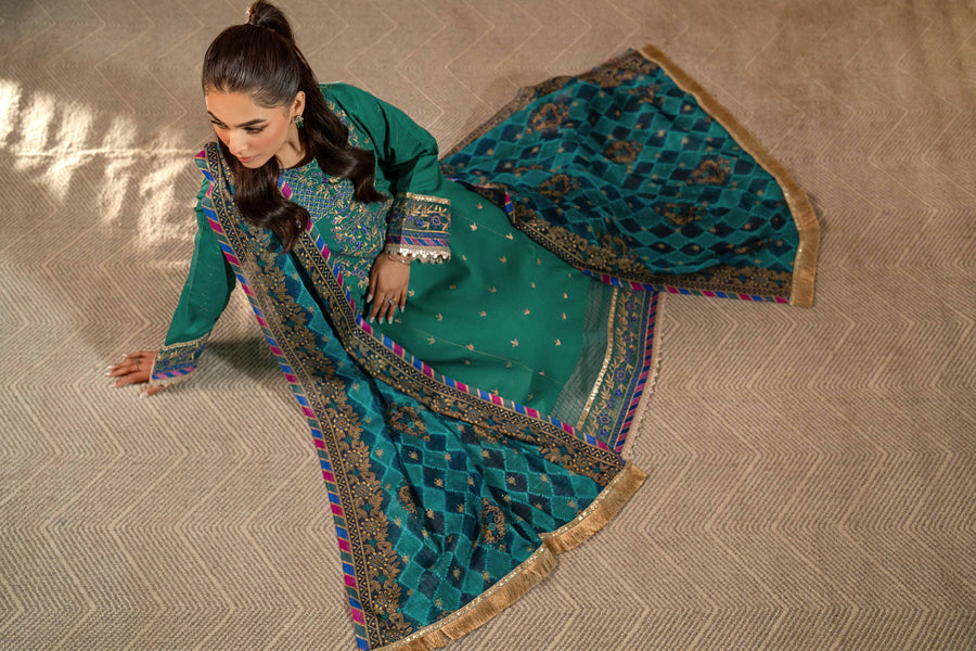 Nishat Festive Eid Embroidered Cambric Unstitched 3Pc Suit - 42401338