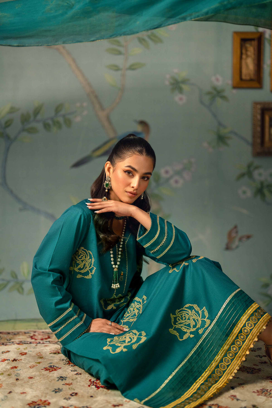 Nishat Festive Eid Embroidered Cambric Unstitched 3Pc Suit - 42401342