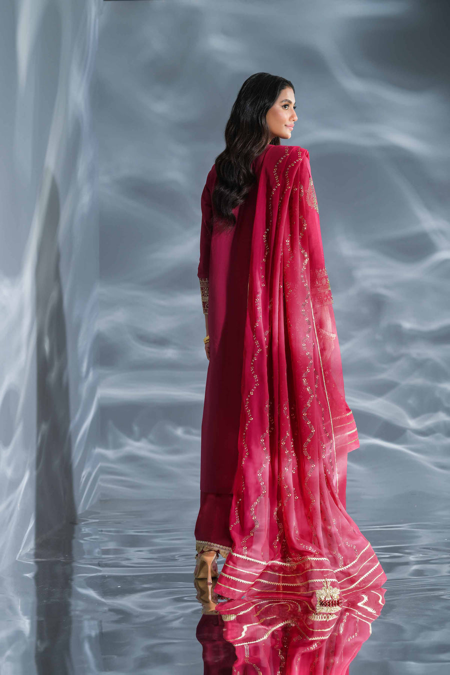 Nishat Festive Eid Embroidered Cambric Unstitched 3Pc Suit - 42401348
