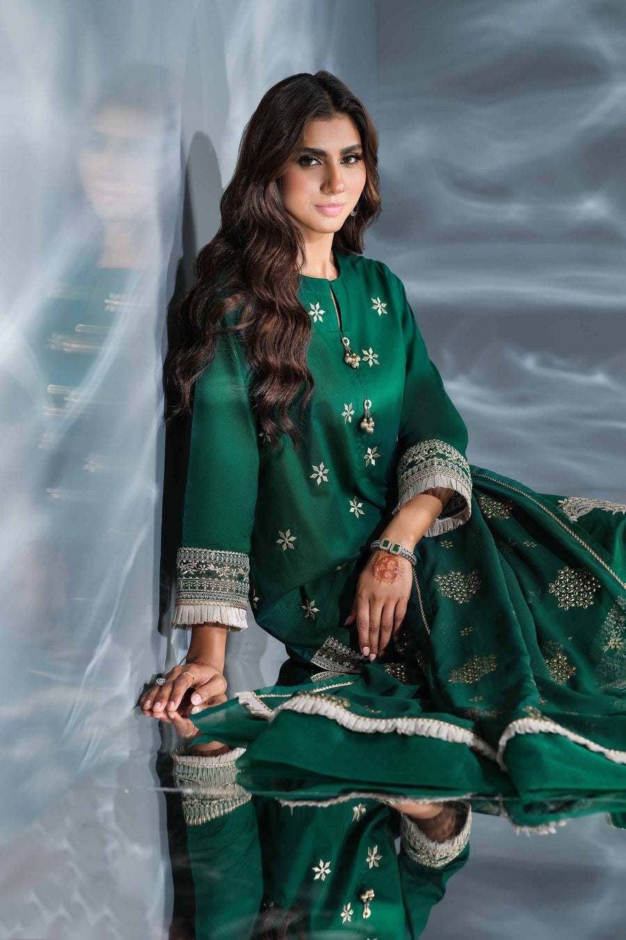 Nishat Festive Eid Embroidered Cambric Unstitched 3Pc Suit - 42401349