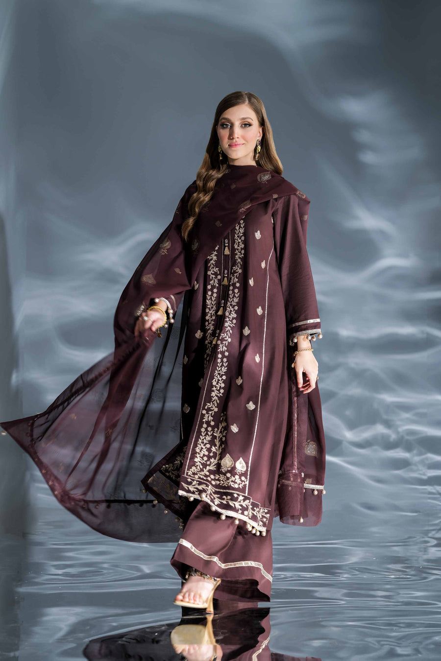 Nishat Festive Eid Embroidered Cambric Unstitched 3Pc Suit - 42401351