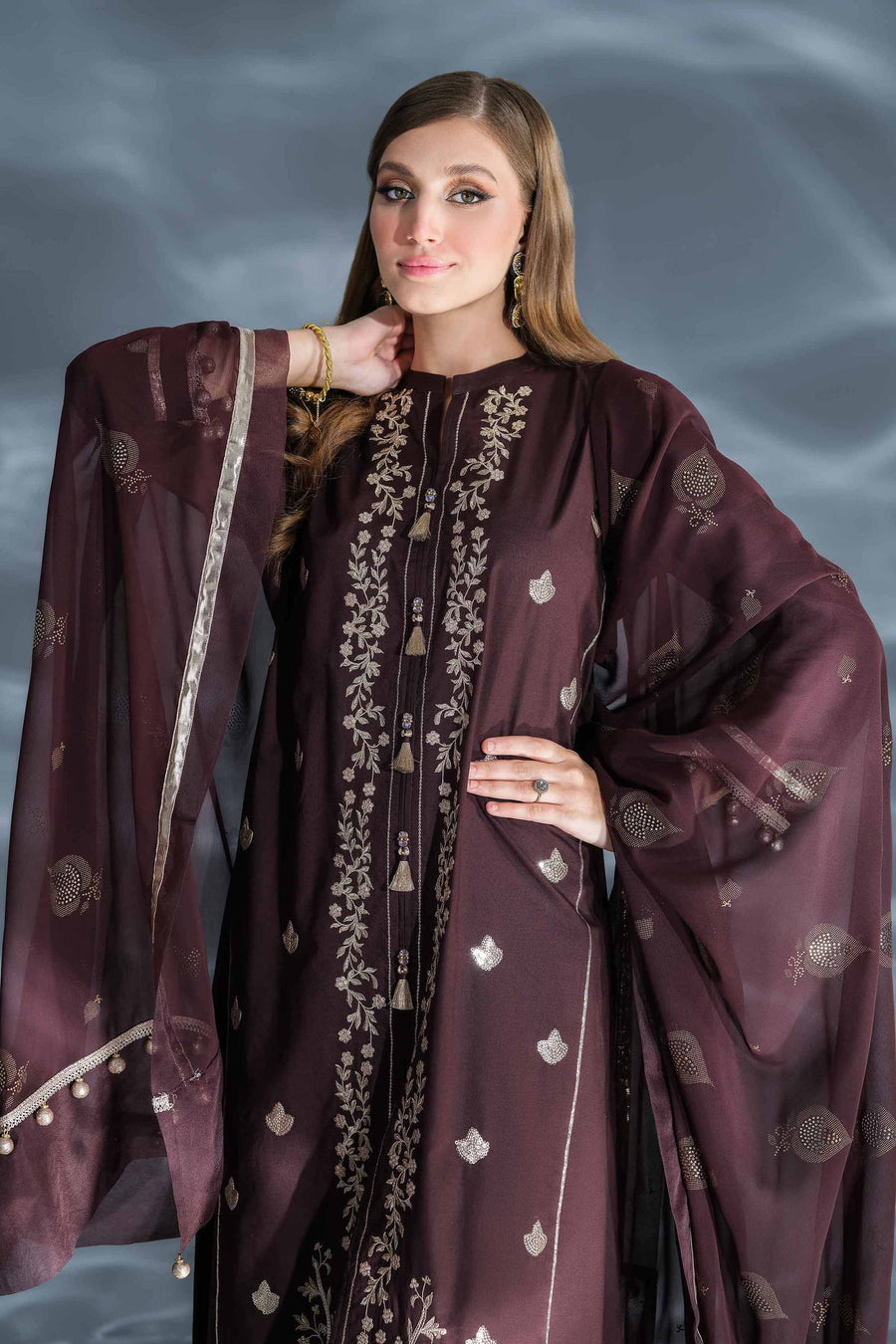 Nishat Festive Eid Embroidered Cambric Unstitched 3Pc Suit - 42401351