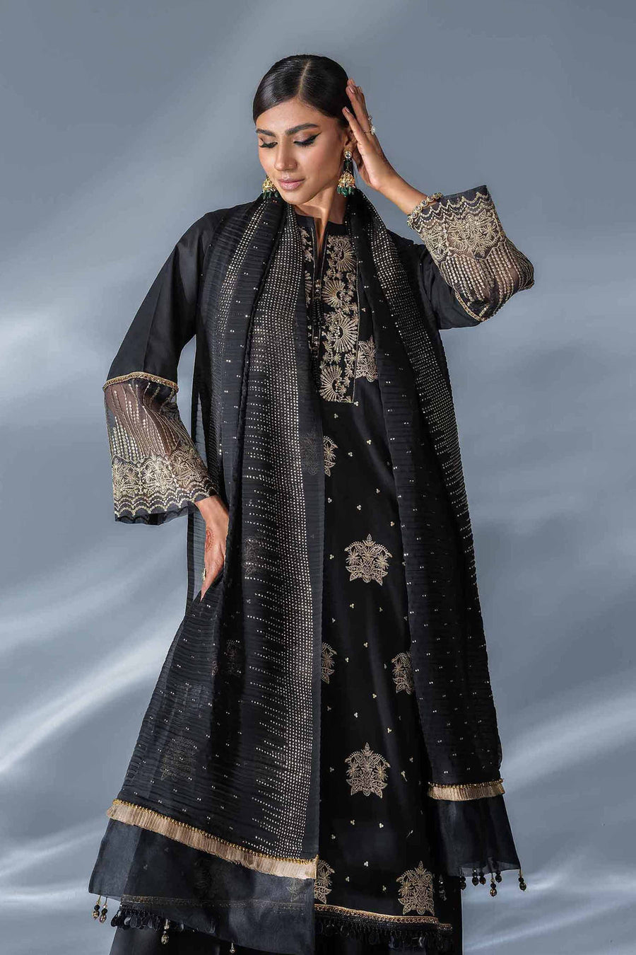 Nishat Festive Eid Embroidered Cambric Unstitched 3Pc Suit - 42401352