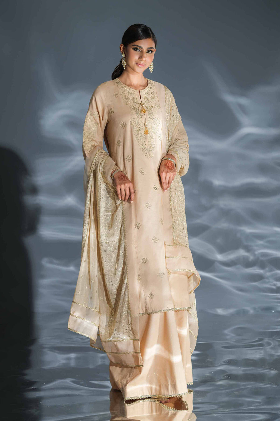 Nishat Festive Eid Embroidered Cambric Unstitched 3Pc Suit - 42401356
