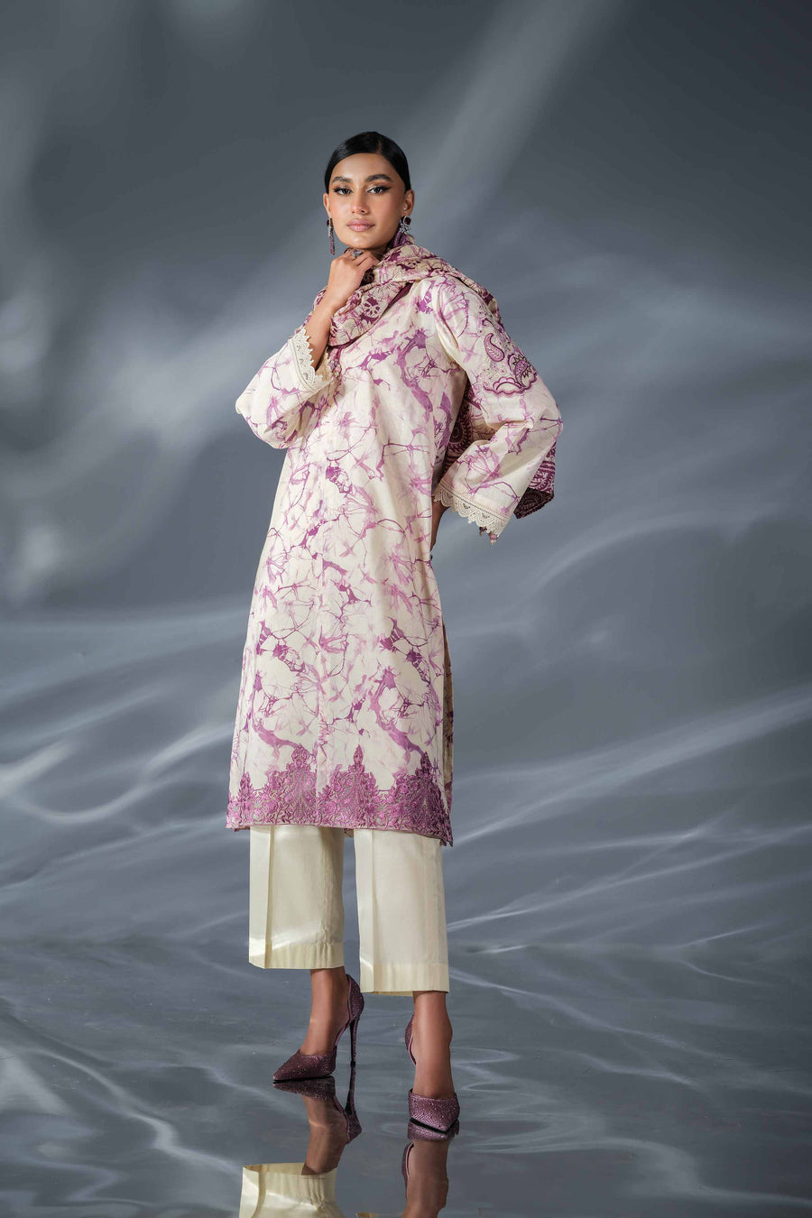 Nishat Festive Eid Embroidered Cambric Unstitched 3Pc Suit - 42401357