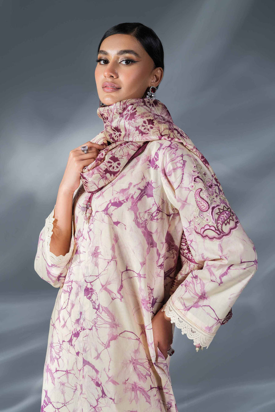 Nishat Festive Eid Embroidered Cambric Unstitched 3Pc Suit - 42401357