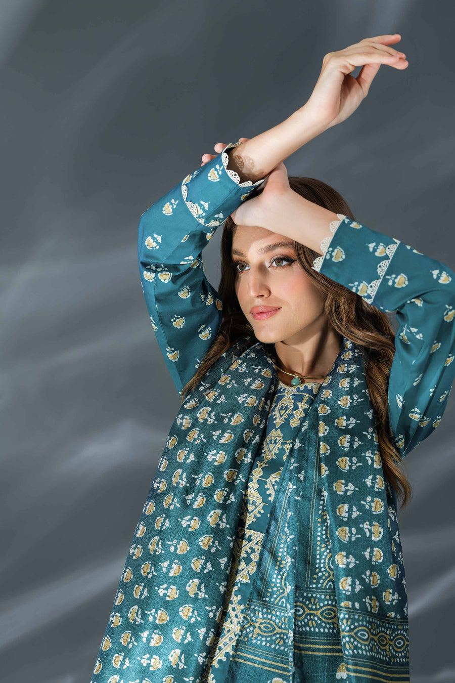 Nishat Festive Eid Embroidered Cambric Unstitched 3Pc Suit - 42401360