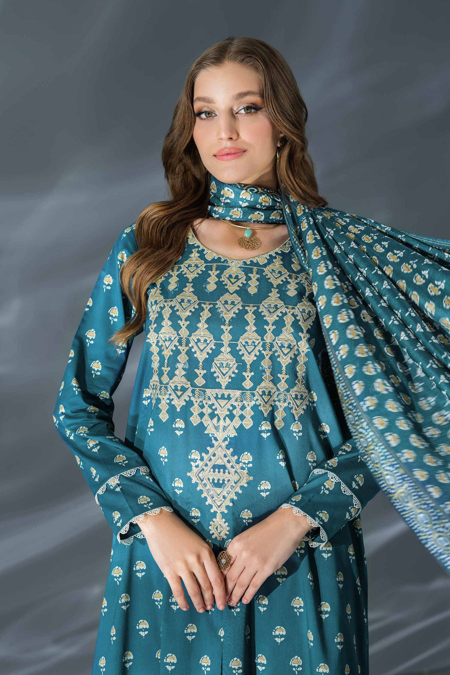 Nishat Festive Eid Embroidered Cambric Unstitched 3Pc Suit - 42401360