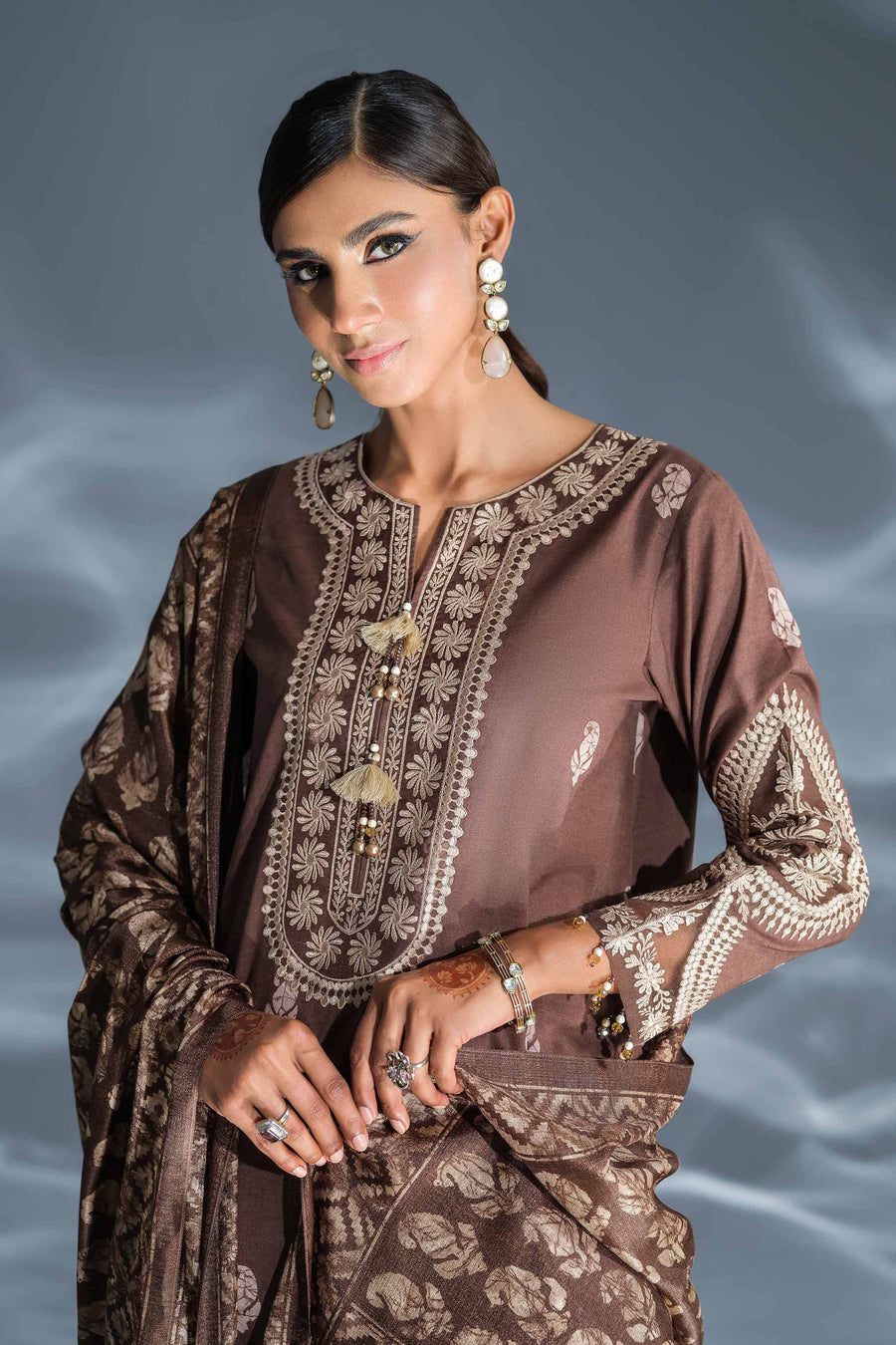 Nishat Festive Eid Embroidered Cambric Unstitched 3Pc Suit - 42401363