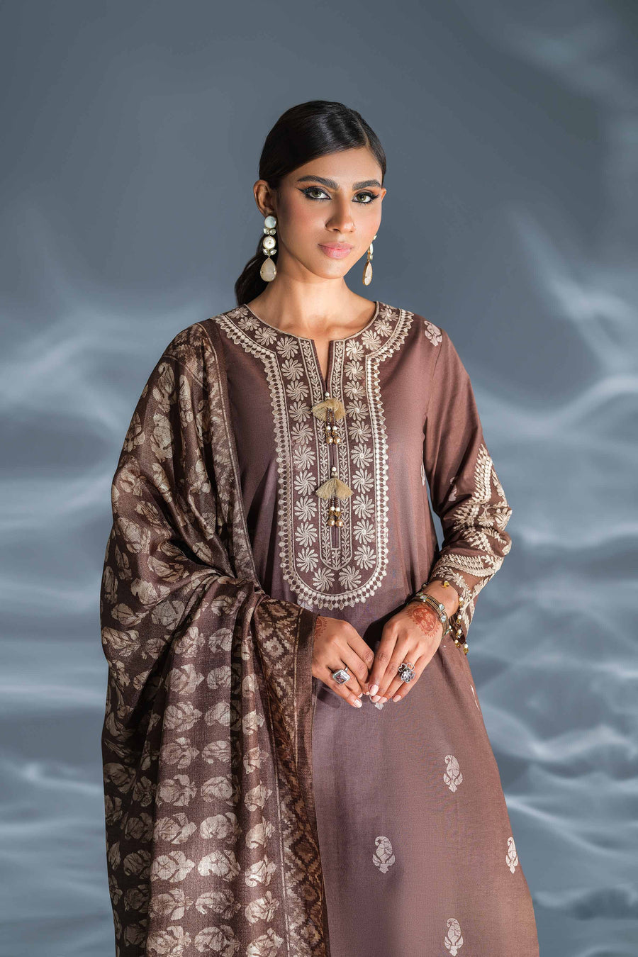 Nishat Festive Eid Embroidered Cambric Unstitched 3Pc Suit - 42401363