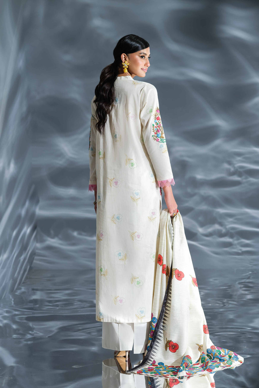 Nishat Festive Eid Embroidered Cambric Unstitched 3Pc Suit - 42401364