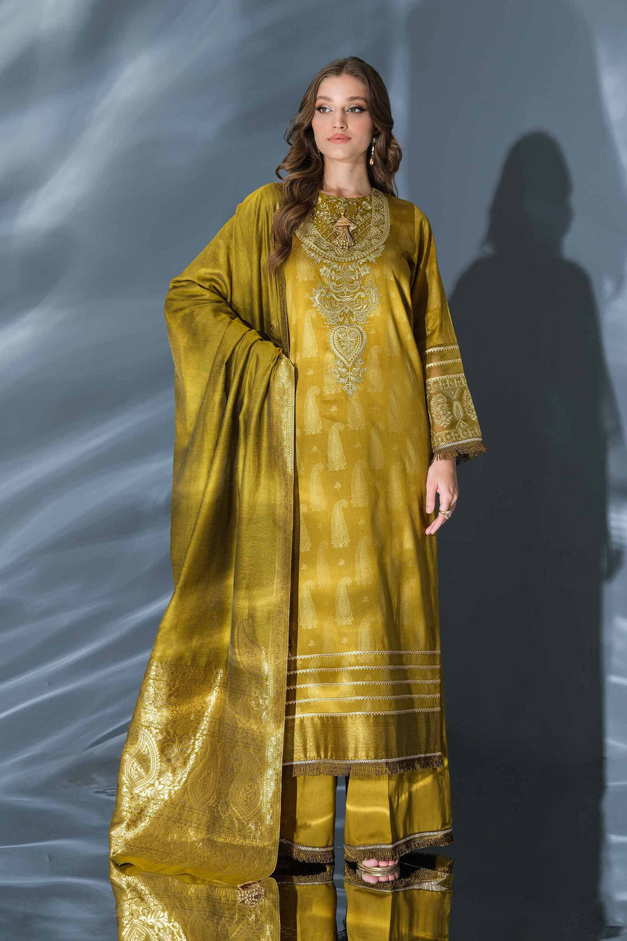 Nishat Festive Eid Embroidered Sateen Unstitched 3Pc Suit - 42401367
